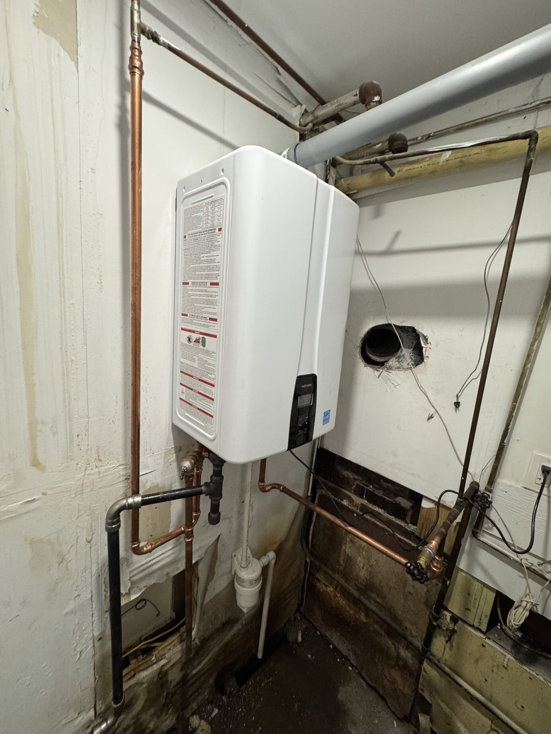 what a tankless water heater looks like when installed